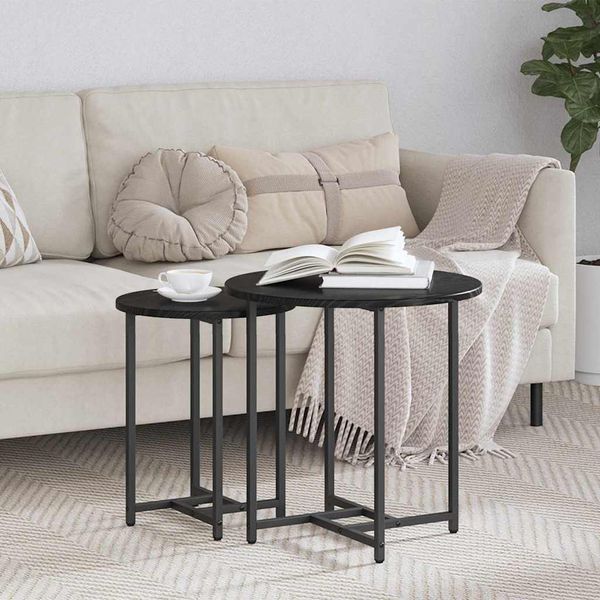 vidaXL Beistelltisch-Set 2 pcs Schwarz Eichen-Optik 869696