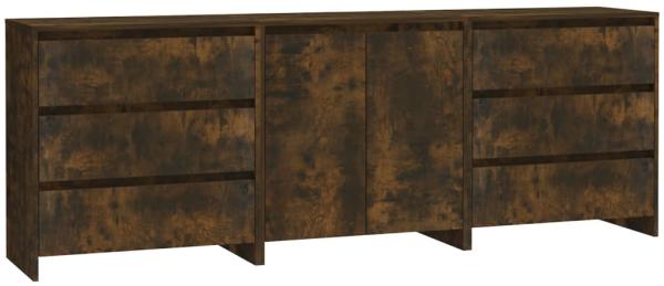 vidaXL 3-tlg. Sideboard Räuchereiche Holzwerkstoff [3098070]