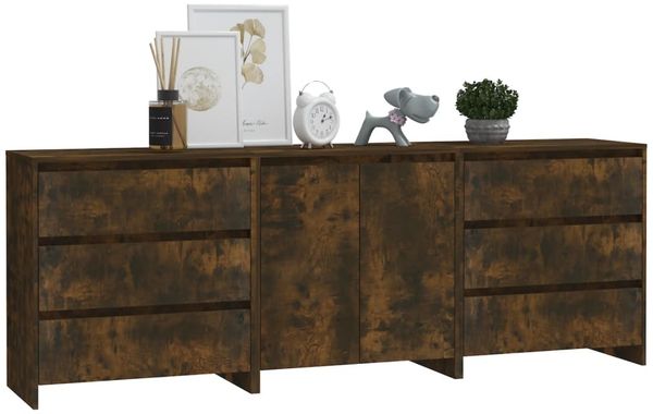vidaXL 3-tlg. Sideboard Räuchereiche Holzwerkstoff [3098070] Bild 6