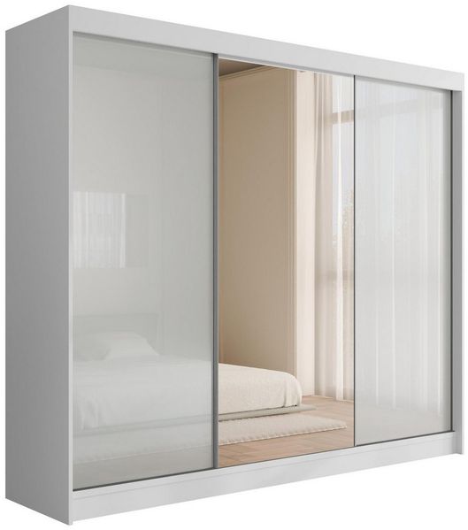 ALTDECOR Schiebetürenschrank VESLI (Kleiderschrank Garderobenschrank mit viel Stauraum Moderner Schrank) Spiegel Spiegeltüren Vielseitiger Schwebetürenschrank LED Beleuchtung