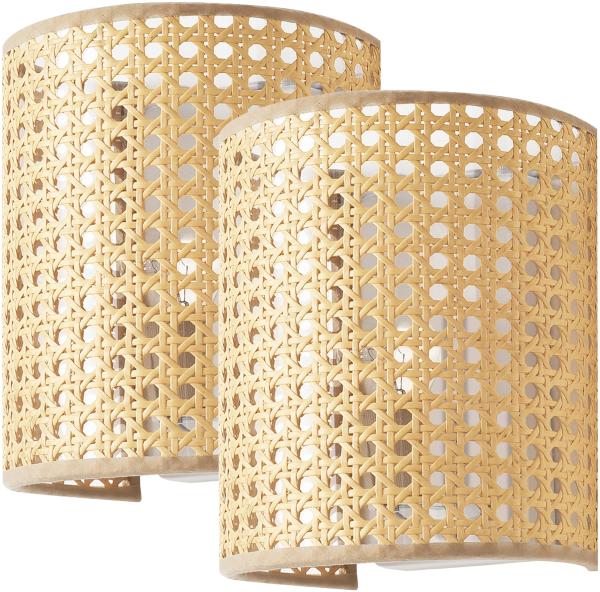 lux. pro 'Ascot' Wandleuchte 2er Set Rattanoptik, 20 x 16 x 12 cm