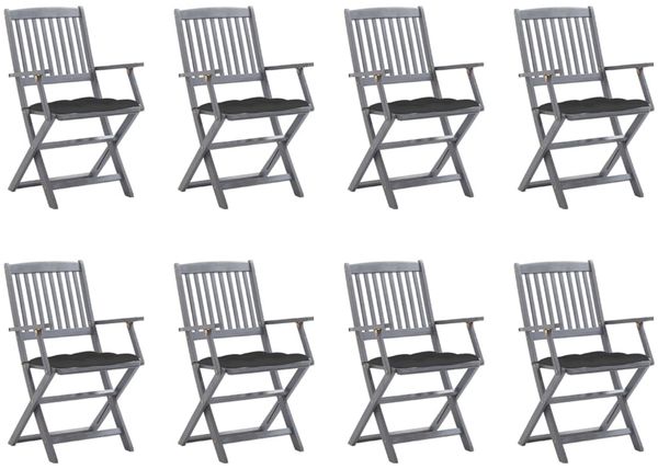 vidaXL Klappbare Gartenstühle 8 Stk. mit Kissen Massivholz Akazie 3078277