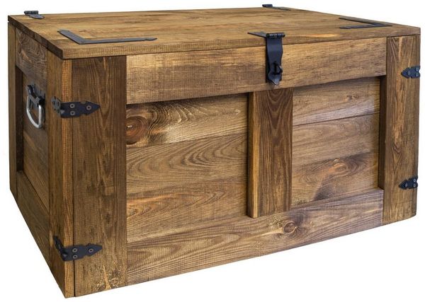 Kistenkolli Altes Land Allzweckkiste Grosse Holztruhe Oskar Palisander 80x45x47cm Schatztruhe Aufbewahrungs (Spar-Set, 1er Set)