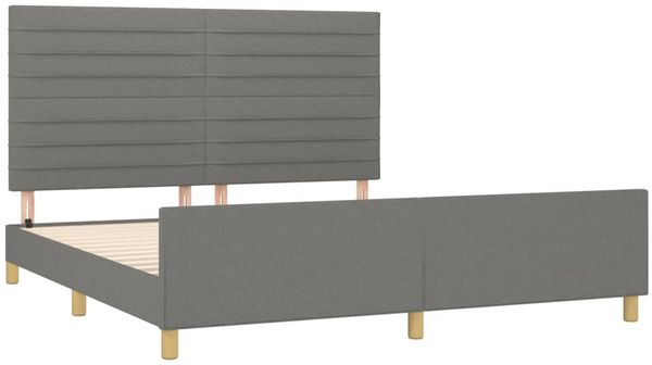 vidaXL Polsterbett mit Kopfteil Stoff Dunkelgrau 160x200 cm Bild 4