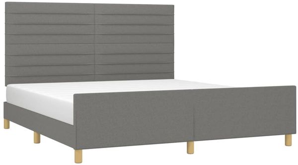 vidaXL Polsterbett mit Kopfteil Stoff Dunkelgrau 160x200 cm Bild 3