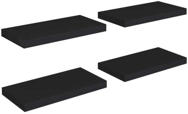 vidaXL Schweberegale 4 Stk. Schwarz 50x23x3,8 cm MDF 323831