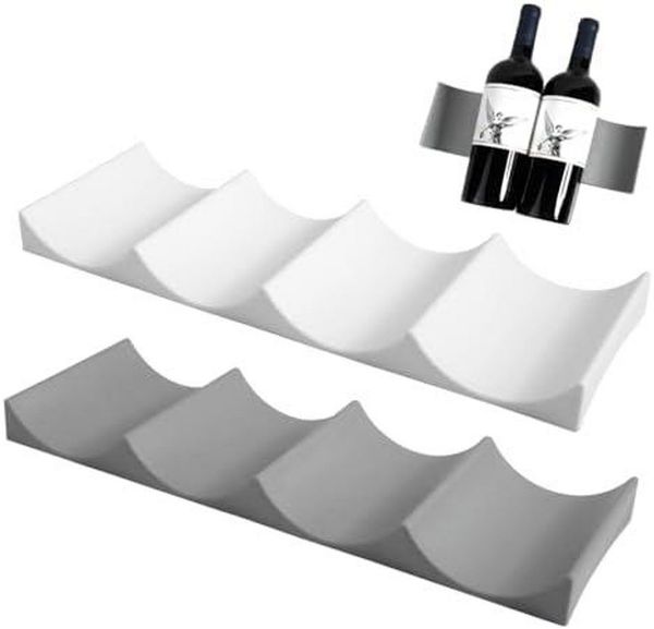 FELIXLEO Weinregal "2er Set Flaschenhalter Kühlschrank Stapelbar Weinregal Grau & Wei ", 2-tlg.