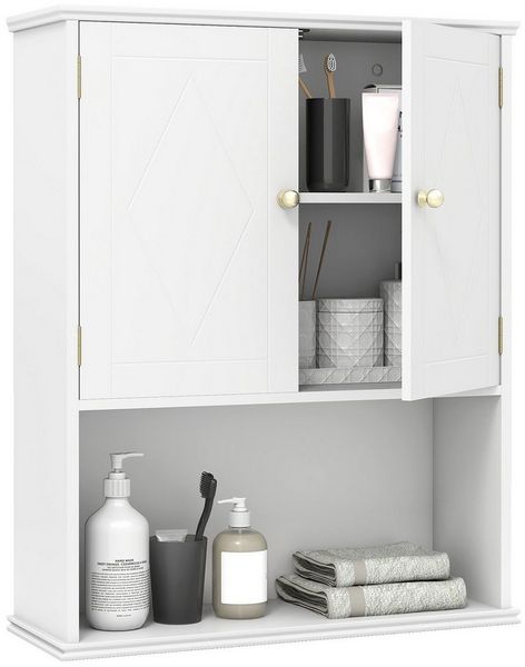 COSTWAY Hängeschrank Badezimmerschrank mit verstellbarem Regal 60 x 21 x 75 cm