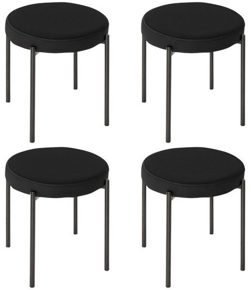 HOMCOM Esszimmerstuhl 4er-Set Esszimmerhocker Stapelbar Thekenhocker (Rundhocker, 4 St), für Küche Esszimmer Samt Schwarz 41,5 x 41,5 x 46 cm