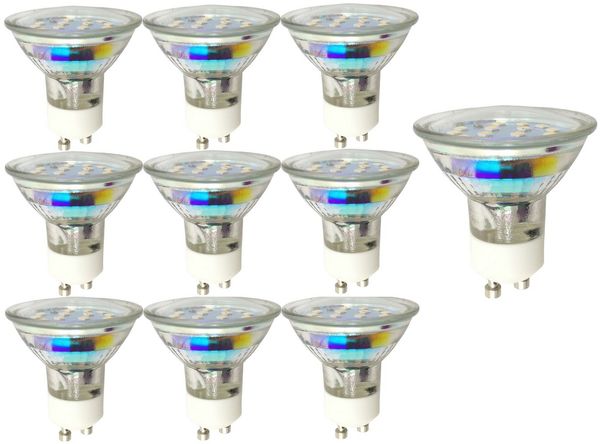 TRANGO LED-Leuchtmittel, 10er Pack GU1015SD-10 dimmbare GU10 LED Leuchtmittel 3000K warmweiß zum Austauschen GU10 & MR16 Halogen Leuchtmittel, für Einbauleuchten, 10 St, Deckenstrahler, Einbaustrahler, Deckenleuchte, Spots