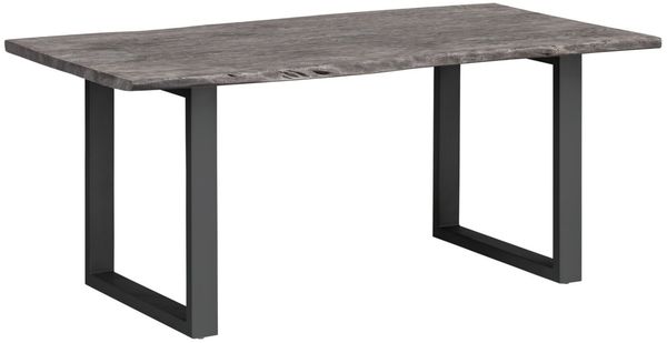 Esstisch Akazie massiv grau 170x90 cm Bullwer massivum Baumkante Industrial Design Holztisch Metallgestell rechteckig Esszimmertisch