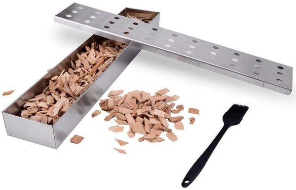 Räucherbox Edelstahl für Gasgrill Holzkohlegrill Tisch Räucherofen Grillzubehör