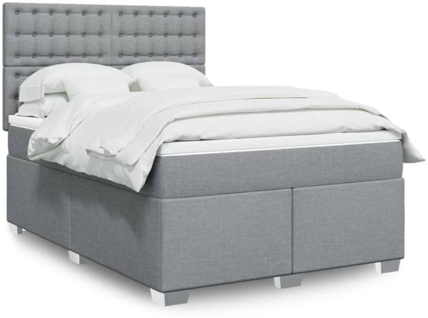 vidaXL Boxspringbett mit Matratze Hellgrau 160x200 cm Stoff 3292853