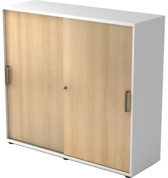 Schiebetürschrank 3OH 120cm SG Weiß / Eiche