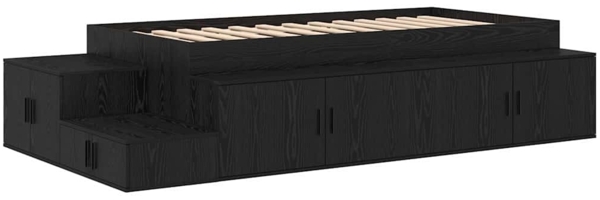 vidaXL Bett mit Stauraum Schwarz Eichen-Optik 234 x 103 x 53.5 cm 3335590