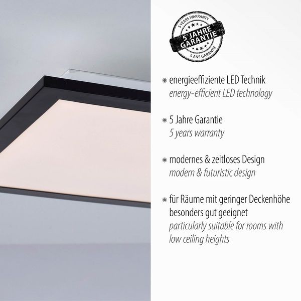 Leuchten Direkt 14740-18 FLAT LED Deckenleuchte schwarz 30x30cm 3000K Bild 5