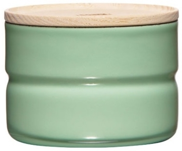 Riess Vorratsdose 230ml Emaille mit Holzdeckel slow green