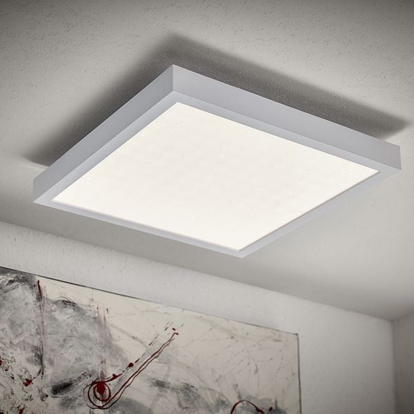 LED SmartHome Deckenleuchte per Fernbedienung und App steuerbar : Mit Glitzereffekt : Weiß