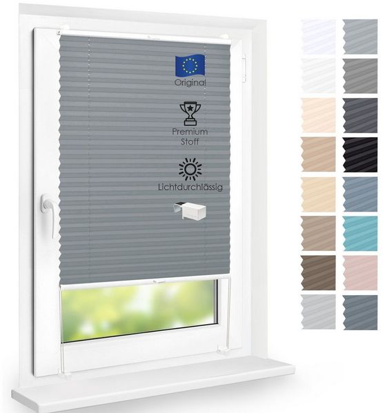 DomDeco Plissee Premium Plissee ohne Bohren, Sichtschutz, lichtdurchlässig, blickdicht, Klemmfix, Klemmfix, UV-beständig, modernes Design, stufenlos