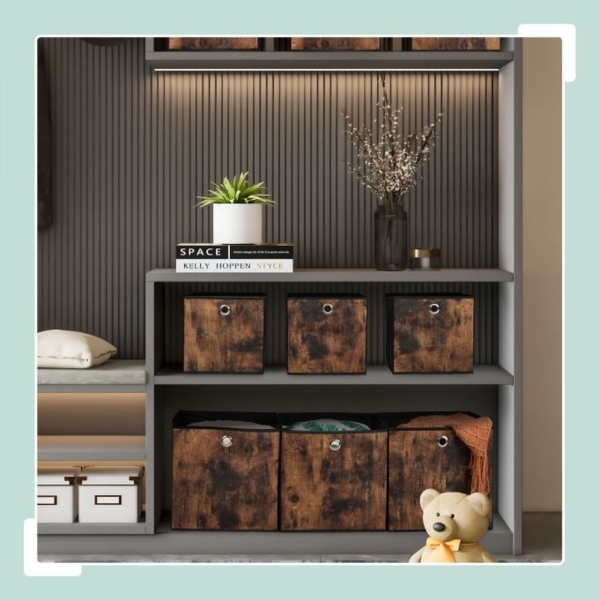 Stoff Aufbewahrungsbox Holzoptik 6er Set 10050559_58 Bild 2