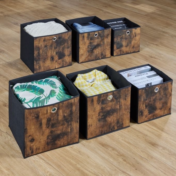 Stoff Aufbewahrungsbox Holzoptik 6er Set 10050559_58 Bild 3