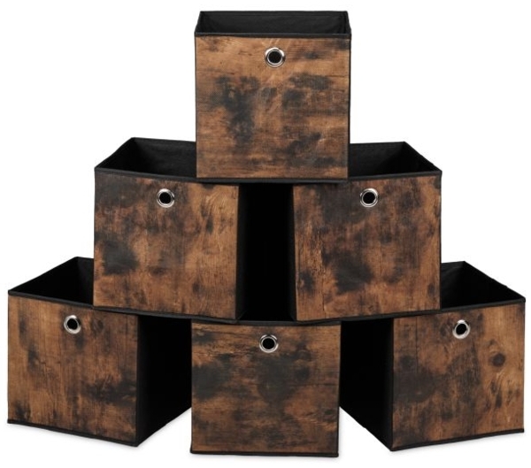 Stoff Aufbewahrungsbox Holzoptik 6er Set 10050559_58 Bild 1