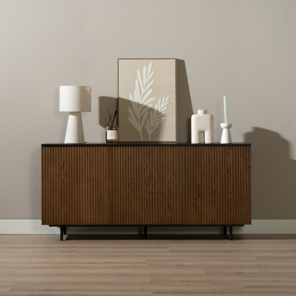 Bronx71 Sideboard Haley schwarz / Eiche dunkel 160x45x74 cm