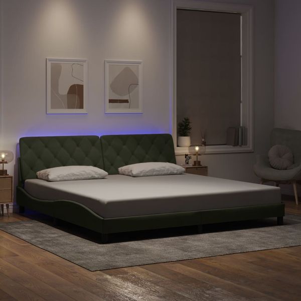vidaXL Bettgestell mit LED ohne Matratze Hellgrau 200x200 cm Samt 3213873
