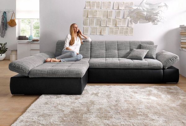 DOMO collection Ecksofa Moric B/T/H 300/172/80 cm, auch in Cord, L-Form, XXL-Format, wahlweise auch mit Bettfunktion und Armverstellung