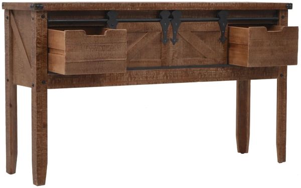 vidaXL Konsolentisch Tannenholz Massiv 131x35,5x75 cm Braun 246121 Bild 4