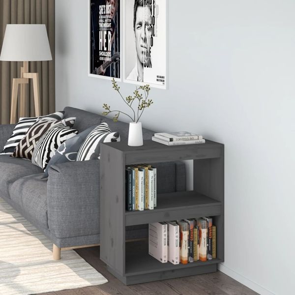 vidaXL Bücherregal Grau 60x35x71 cm Massivholz Kiefer 810861