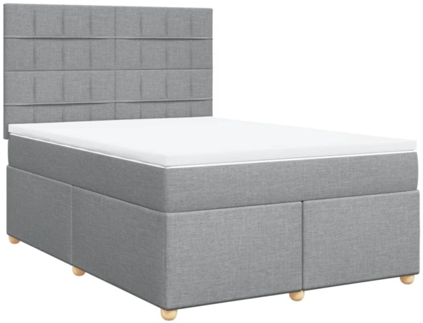 vidaXL Boxspringbett mit Matratze Hellgrau 160x200 cm Stoff 3291331