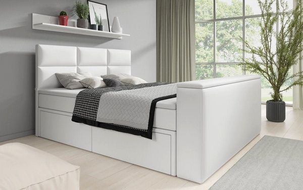 Luxusbetten24 Boxspringbett Citaro, mit TV Lift, USB-Anschluss und Stauraum