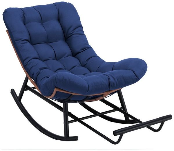 COMHOMA Schaukelstuhl XXL Outdoor, Schaukelsessel mit Sitzpolster für In- & Outdoor, breite Schaukelliege mit extra dickem Sitzkissen