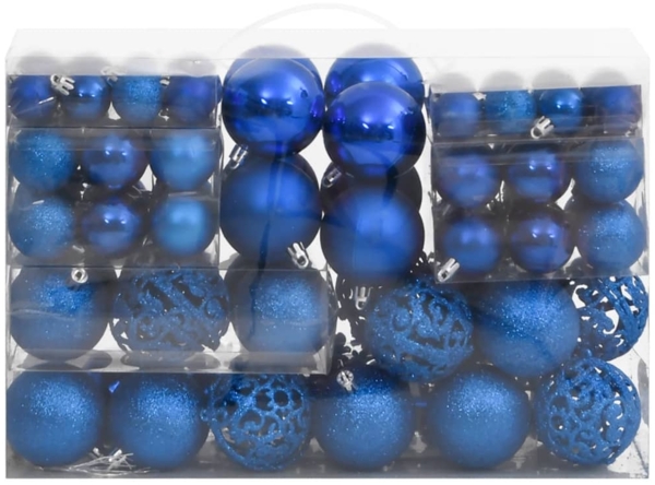 vidaXL 111-tlg. Weihnachtskugel-Set Blau Polystyrol 356118