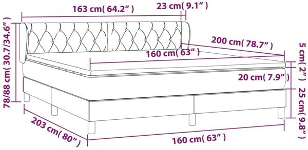 vidaXL Boxspringbett mit Matratze Blau 160x200 cm Stoff 3126499 Bild 7