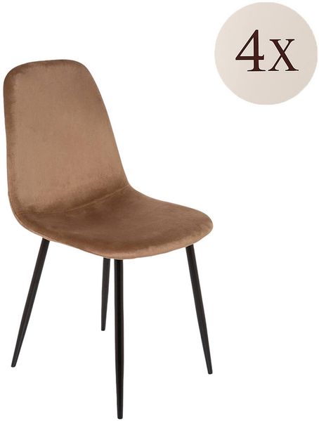 Dmora Satz mit 4 Stühlen Arter, Sessel mit Samtbezug, gepolsterter Esszimmerstuhl, Besprechungssitz, 45 x 56 x 87 cm, Beige