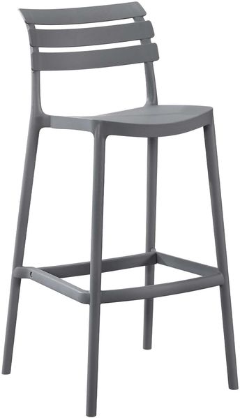 Barhocker NILS mit Lehne - 49 x 50 x 99 cm, Kunststoff, Dunkelgrau | Hoher Stuhl Barstuhl Gartenstuhl Outdoor
