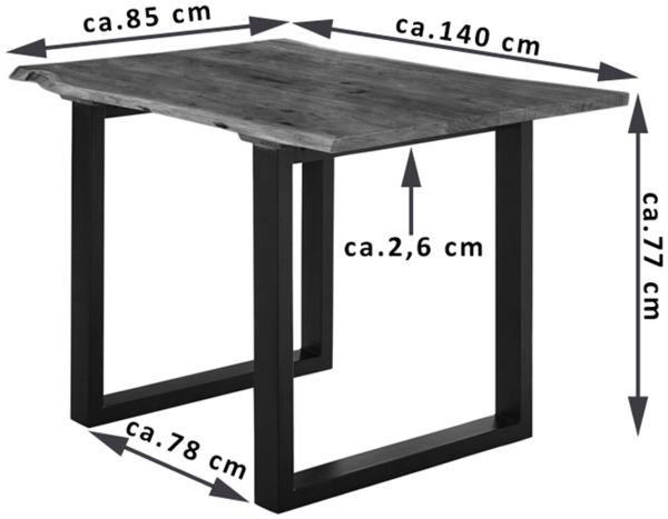 Esstisch Baumkante massiv Akazie nussbaum 140 x 80 schwarz U-Gestell LUBIN 76509388 Bild 2