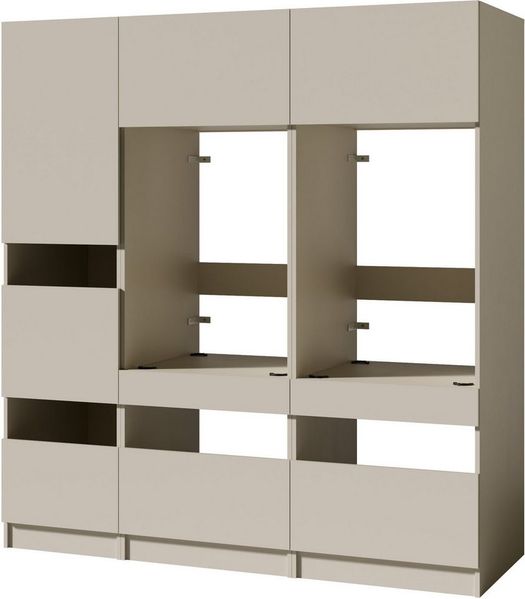 BASIC by Balculina Mehrzweckschrank-Set Washhome B/T/H 186x68x200 cm, (3-St), Breite 186cm, höhenverstellbare Metallfüße