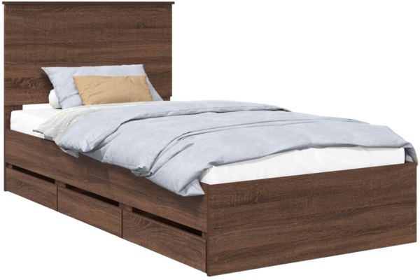 vidaXL Bettrahmen Braun Eichen-Optik 100 x 200 cm Ingenieurs Holz 3411151