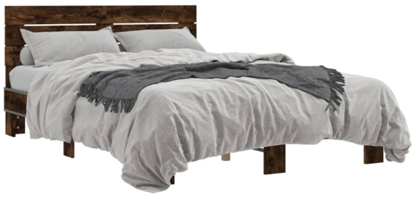 vidaXL Bettgestell Räuchereiche 120x190 cm Holzwerkstoff und Metall 3280159 Bild 1