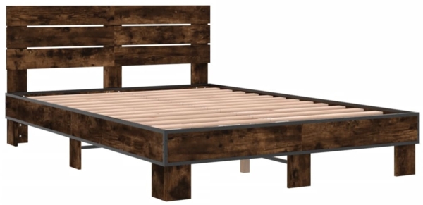 vidaXL Bettgestell Räuchereiche 120x190 cm Holzwerkstoff und Metall 3280159 Bild 2