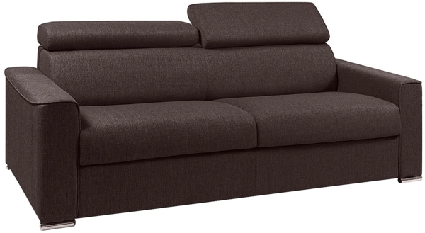 Schlafsofa 4-Sitzer Stoff VIZIR - Braun - Mit Lattenrost: 160 cm - Matratze: 18 cm mit Memory Schaum Bild 4