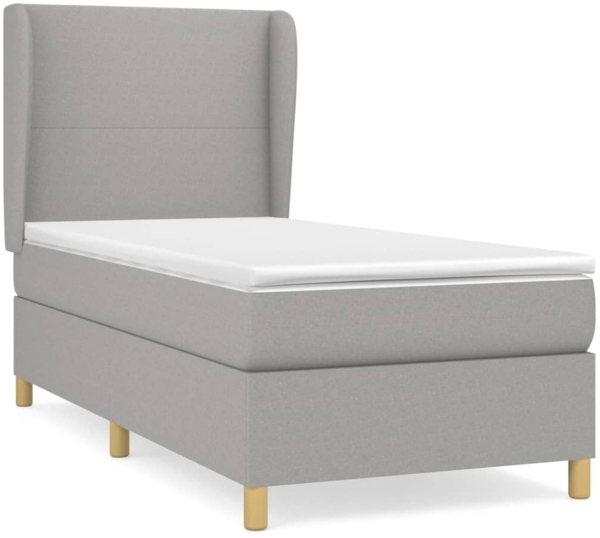 vidaXL Boxspringbett mit Matratze Hellgrau 100x200 cm Stoff 3128341