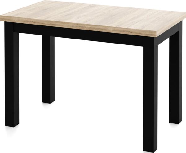WFL GROUP Esstisch Arden rechteckig platzsparender mit schwarzen Massivholzbeinen (MADE IN EU, 100x60 cm Skandi, Loft & Industrieller Stil), moderner Tisch in Holzoptik für Küche, Esszimmer oder Wohnzimmer