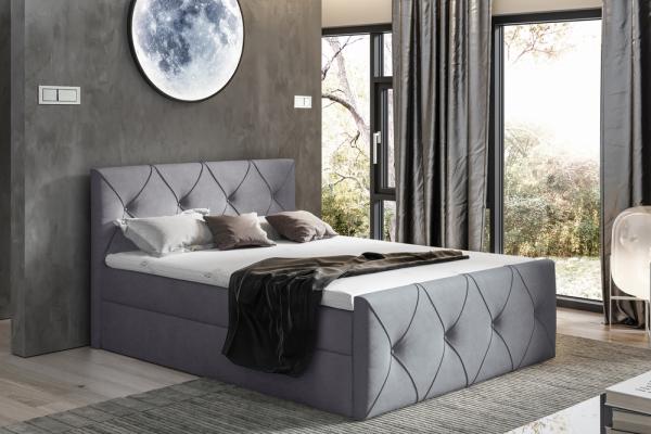 99rooms Arian Lux Boxspringbett Velours 200 x 200 cm Dunkelgrau