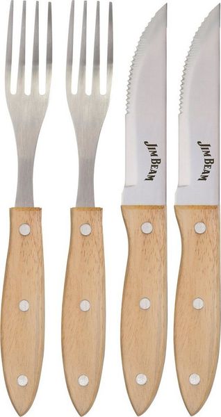 Jim Beam BBQ Steakbesteck Gabel & Messer (4-tlg), 2 Personen, Edelstahl, Set 4-tlg.