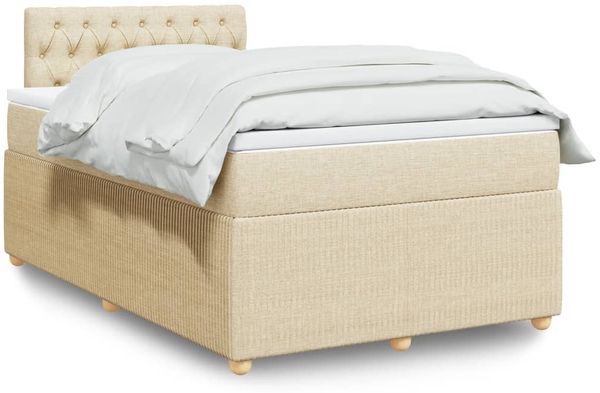 vidaXL Boxspringbett mit Matratze Creme 120x190 cm Stoff 3287407