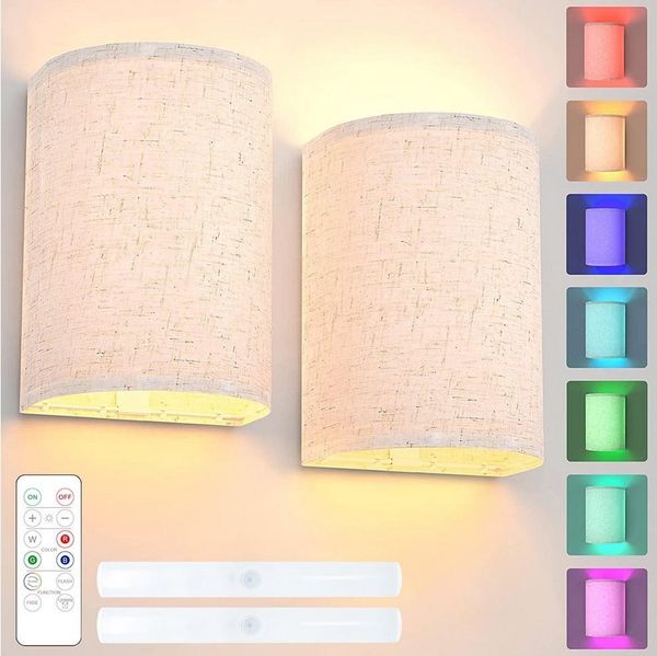 Sunicol LED Wandleuchte Batterie Wandleuchten mit Fernbedienung, Warmes Weiß/Weiß/RGB, Dimmbare Wandleuchte für Wohnzimmer Schlafzimmer Flur Treppe